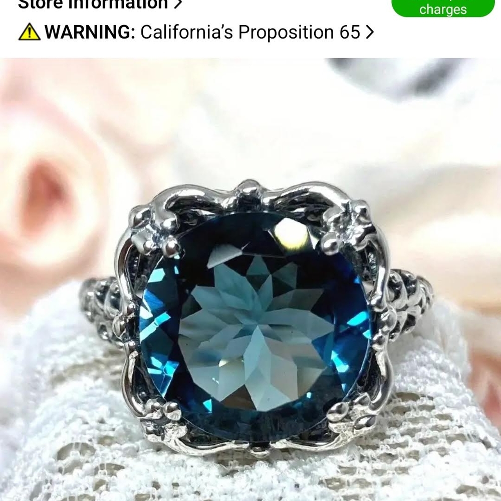 Elegant Silver Ring with Blue Gemstone - Picture 2 of 4